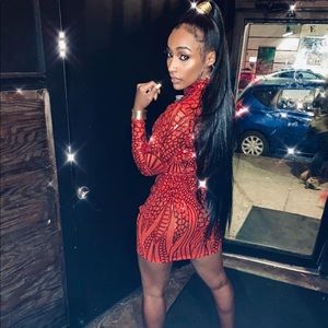 Red sequin mini dress